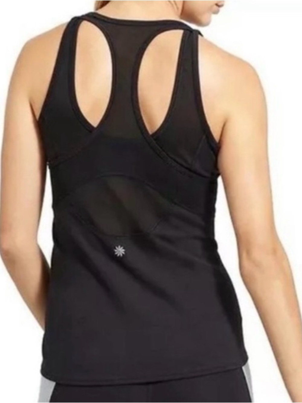 Athleta Mesh Inversion Tank Black Sz Large Mesh Racerback #591371 Activewear